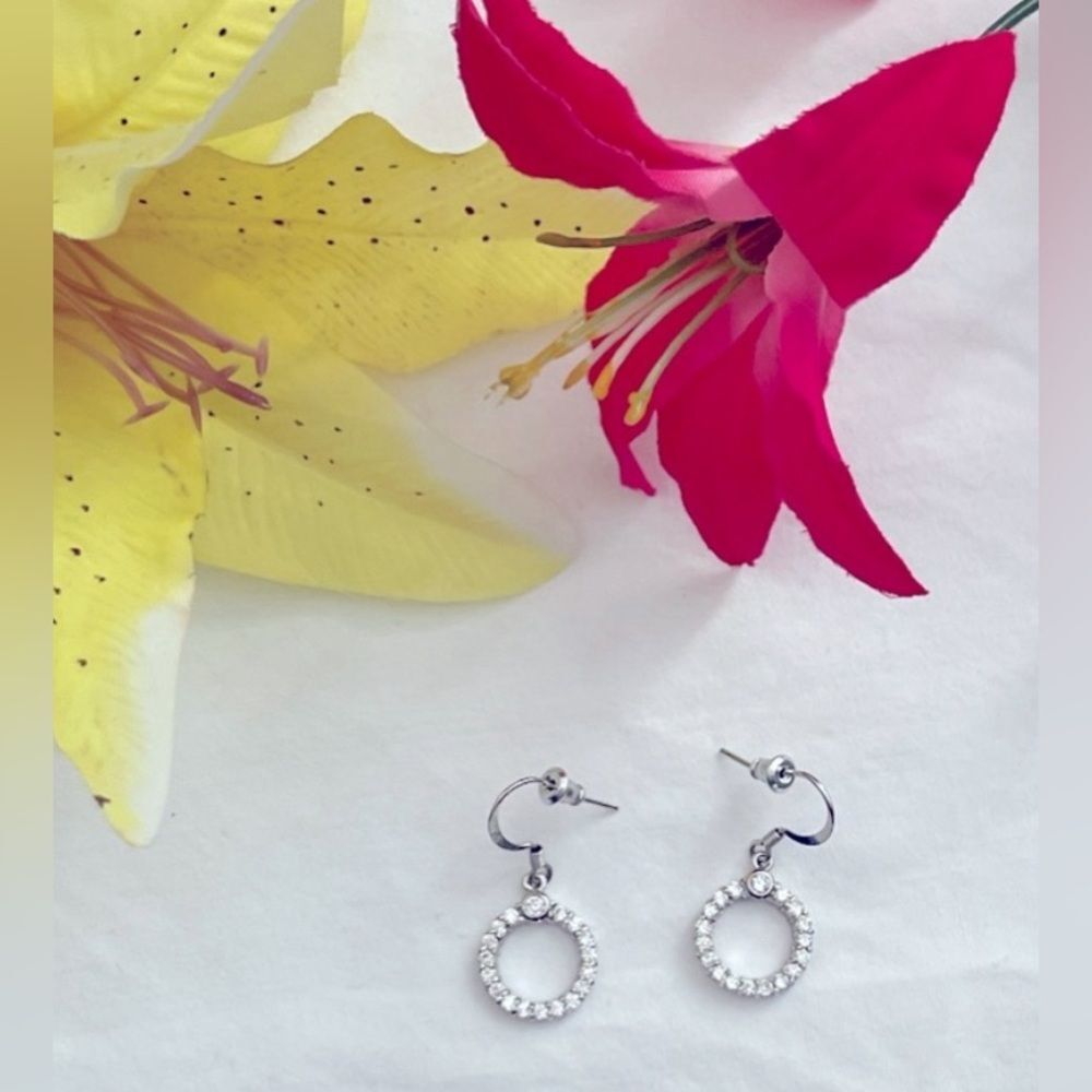 Never worn circular dainty dangle silver earrings!